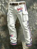 Men's Puerto Rico Baseball Printed Multi-Pocket Cargo Casual Pants