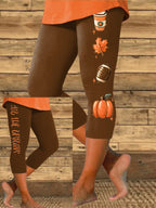 Women's Tis The Season Football Print Casual Leggings