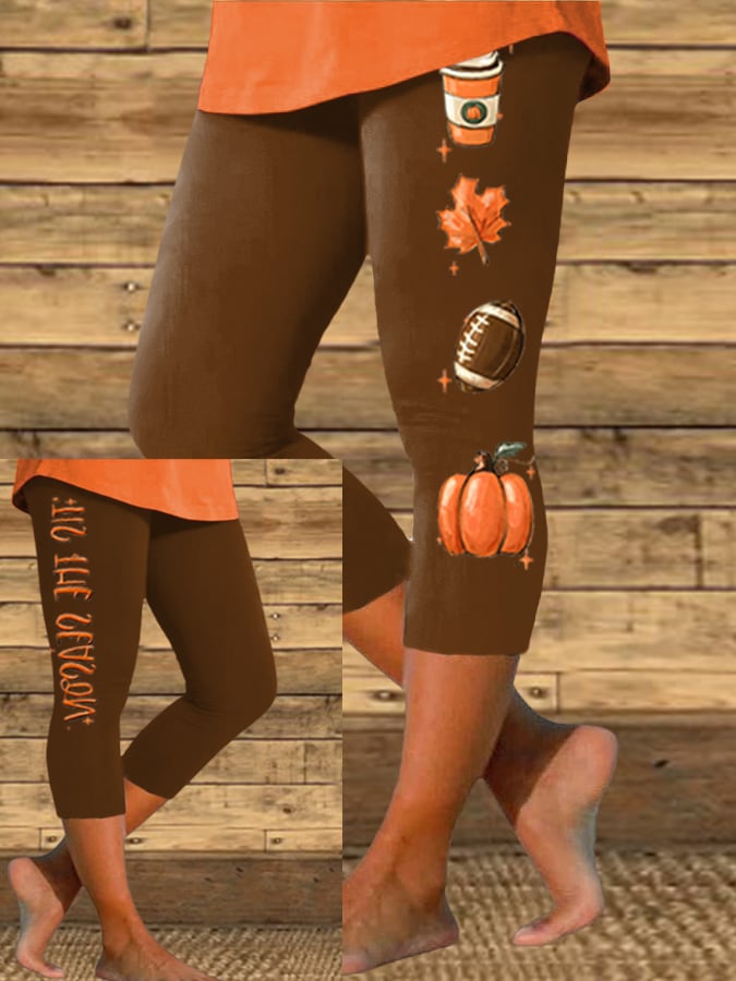 Women's Tis The Season Football Print Casual Leggings