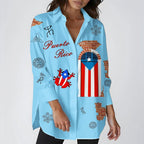 Women's Puerto Rican Print Casual Shirt