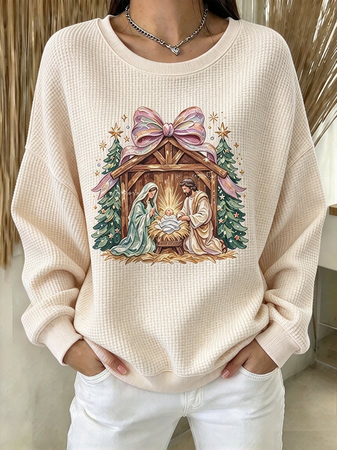 Women's Christmas Nativity Print Casual Sweatshirt