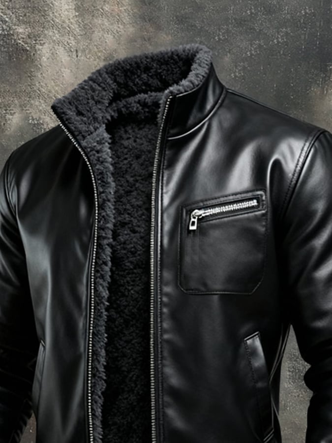 Men's Retro Warm Soft Leather Outdoor Jacket