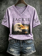 🔥🔥2nd 50% Off 🔥🔥Jackie Forever Our Queen V-Neck Retro Print T-Shirt