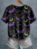 Halloween Women's casual and comfortable knitted print short sleeves