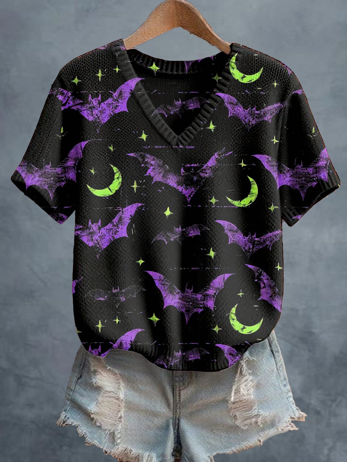 Halloween Women's casual and comfortable knitted print short sleeves