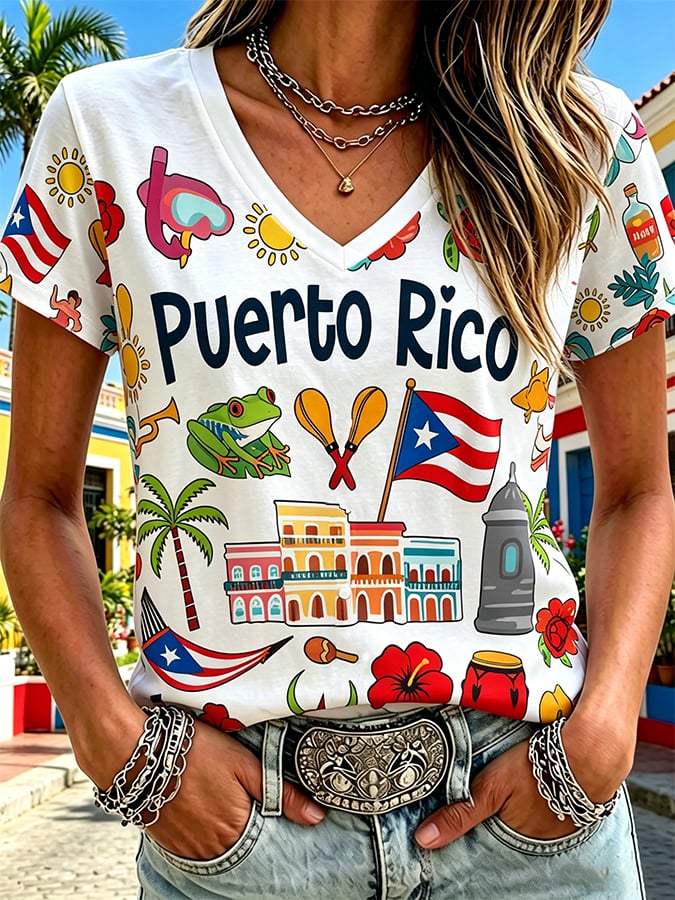 Women'S Puerto Rico Print T-Shirt