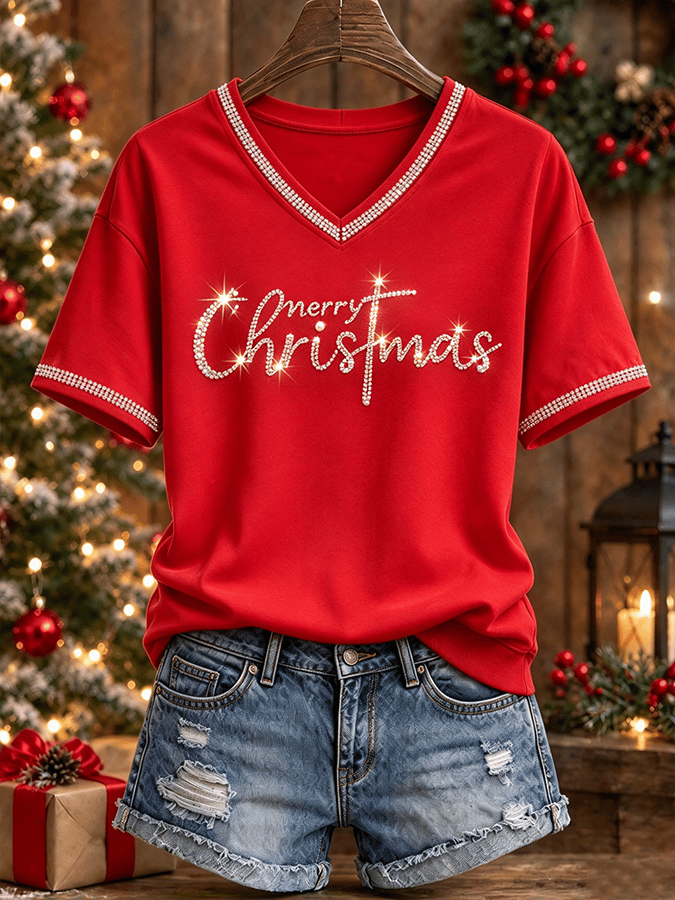 Women's Retro Christmas Faith Print Top