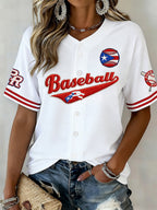 Women's  Baseball  Print Shirt