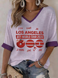Women's Music Art Print V-Neck Top