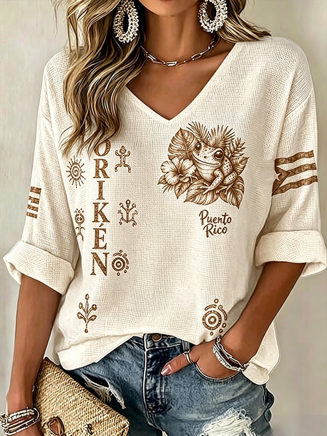 Women's Puerto Rico Printed round neck short sleeve T-shirt
