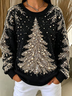 Women's Christmas Tree Print Pullover Sweatshirt