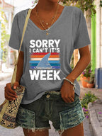 Women's Retro Amity Island 1975 Sorry I Can't Print V-Neck T-Shirt