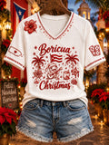 Women's Boricua Christmas Print Top