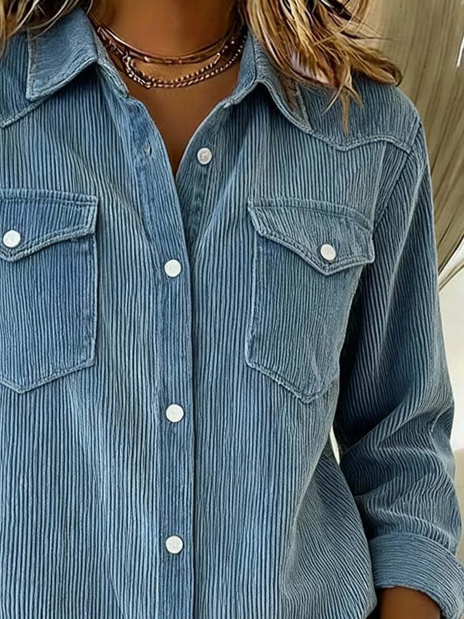Women'S Casual Lapel Corduroy Shirt