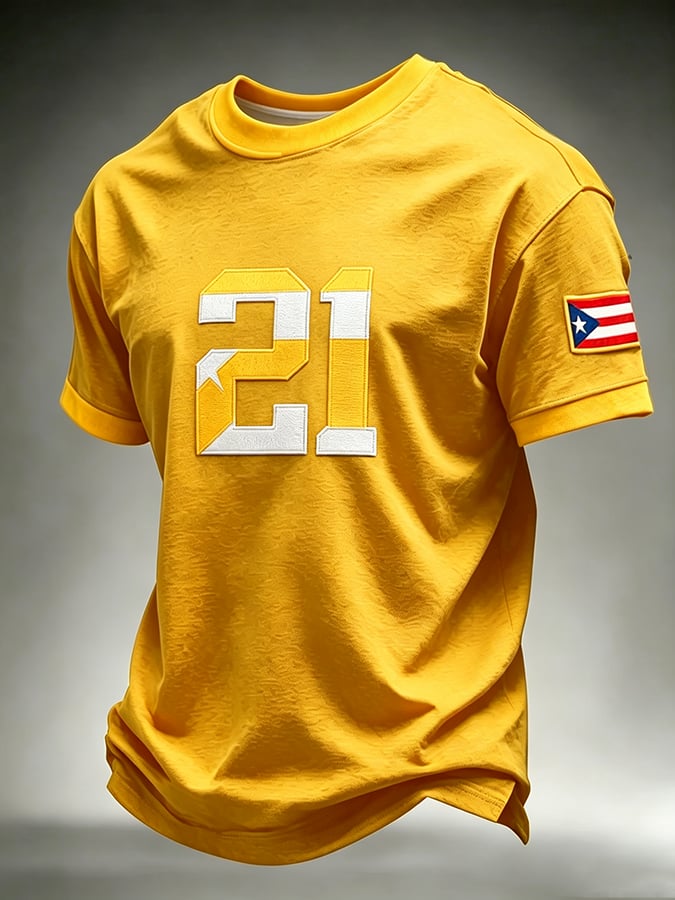 Men's Puerto Rico Baseball Print Short-Sleeve T-Shirt