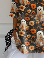 Women's Ghost Print V-Neck T-Shirt