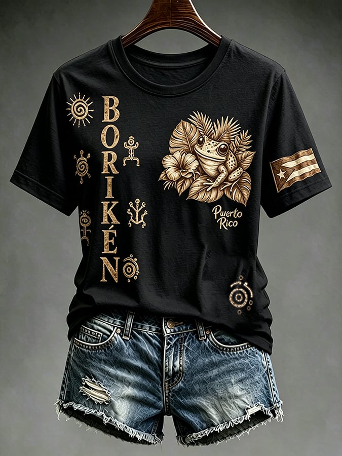 Women's Puerto Rico Printed round neck short sleeve T-shirt