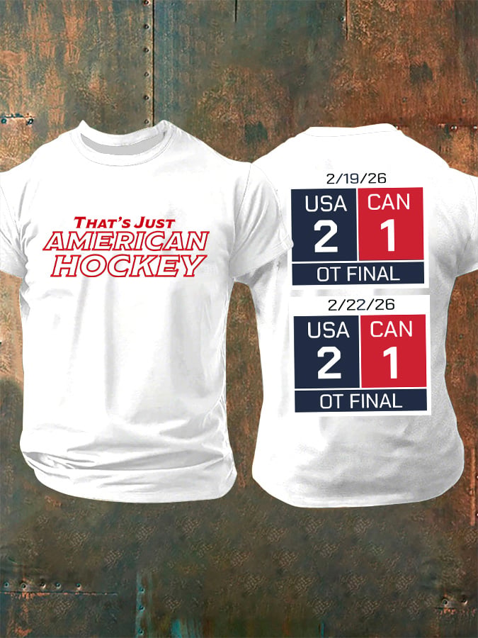 Men's Casual US Hockey Champion Commemorative Crew Neck Short Sleeve T-Shirt