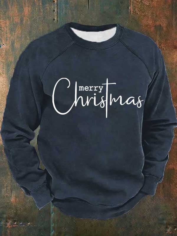 Man's Merry Christmas Print Casual Long Sleeve Sweatershirt