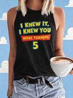 Retro I Knew It Print Tops Tank