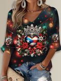 Puerto Rico Li Navidad Christmas Printed Long Sleeve Top