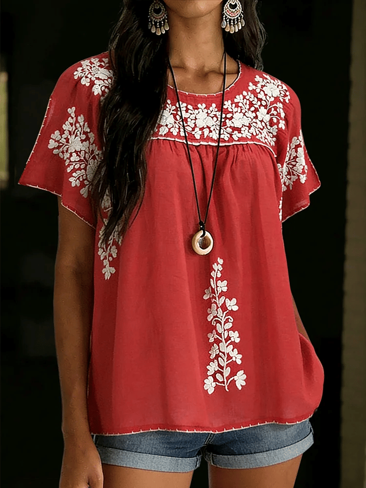 Women's Mexican Floral Cinco de Mayo Print Short Sleeves Shirt