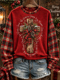 Women's Retro Faith Christmas Print Hoodie