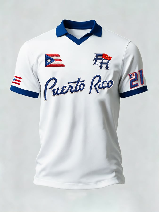 Men's Puerto Rican Baseball Printed Casual T-shirt