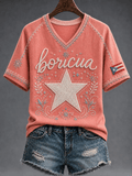 Women's Puerto Rico Printed round neck short sleeve T-shirt
