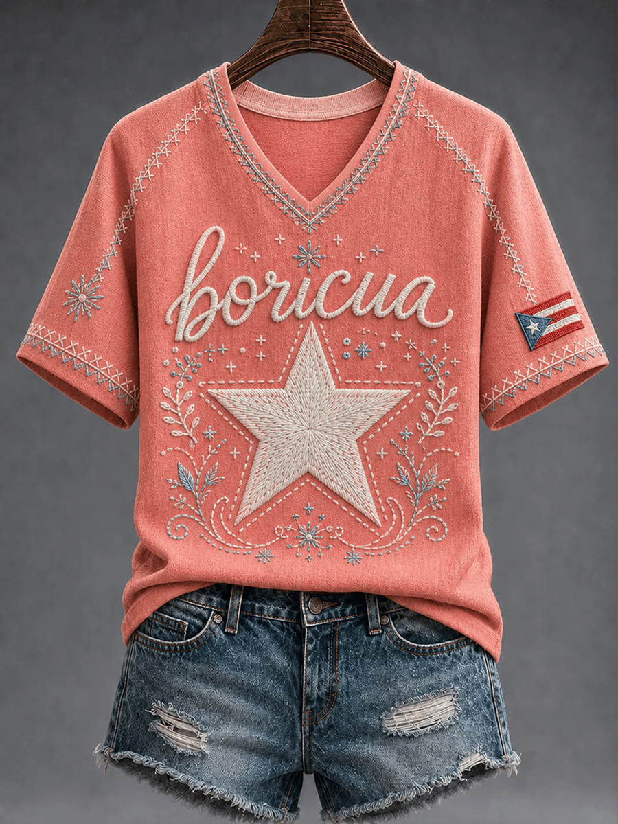 Women's Puerto Rico Printed round neck short sleeve T-shirt