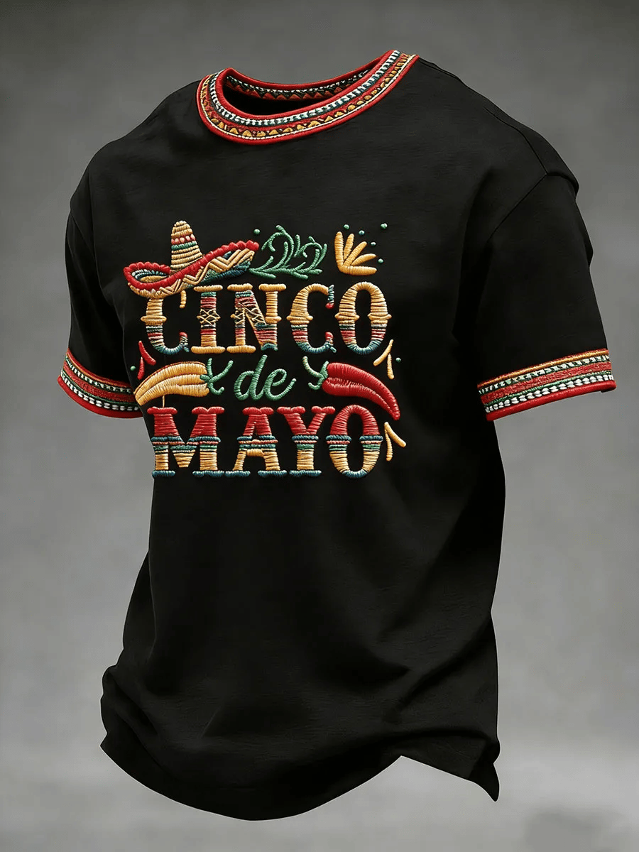 Men's Mexican Art Cinco de Mayo Printed Casual T-shirt