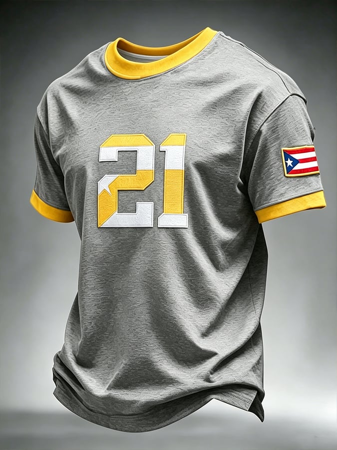 Men's Puerto Rico Baseball Print Short-Sleeve T-Shirt