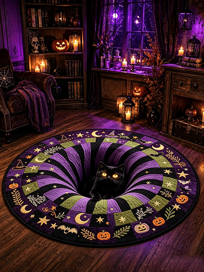 Halloween 3d Visual Trap Living Room Rug Home Bedroom Anti-Slip Skin-Friendly Bedside Rug Easy-Care Floor Mat