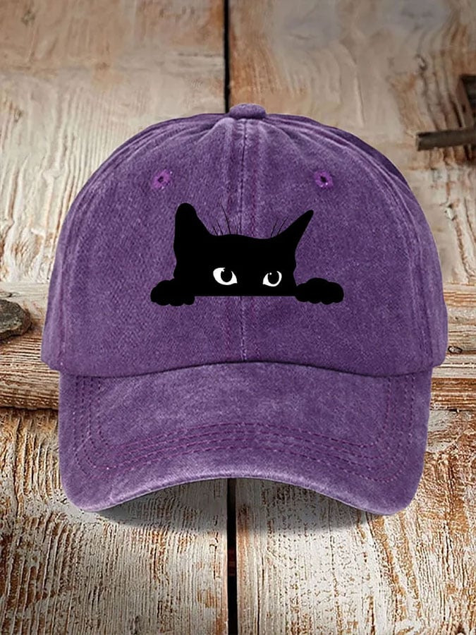Unisex Black Cat Print Baseball Cap