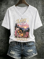 V Neck Retro Great Smoky Mountains A Light That Won't Fade Print T-Shirt