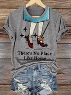 There's No Place Like Home Print Casual V-Neck T-Shirt