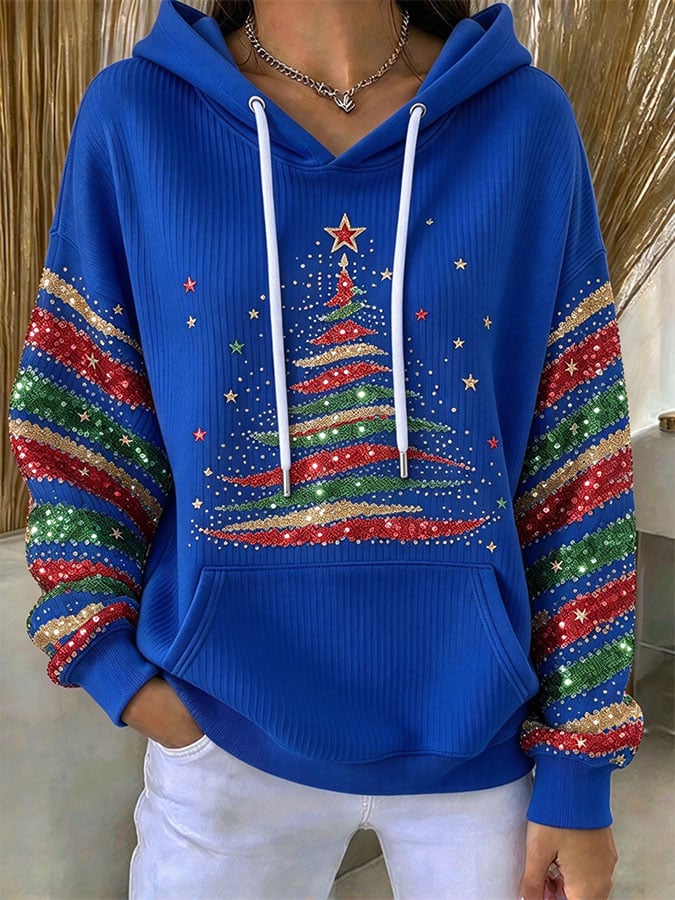 🔥🔥2nd 50% Off 🔥🔥Women's Casual Printed Hooded Knit Top
