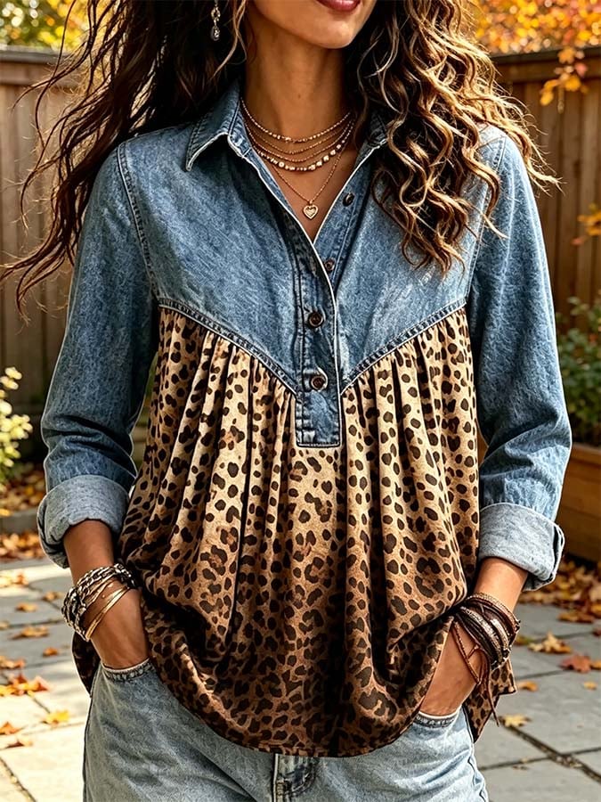 Women'S Casual Leopard Print Shirt