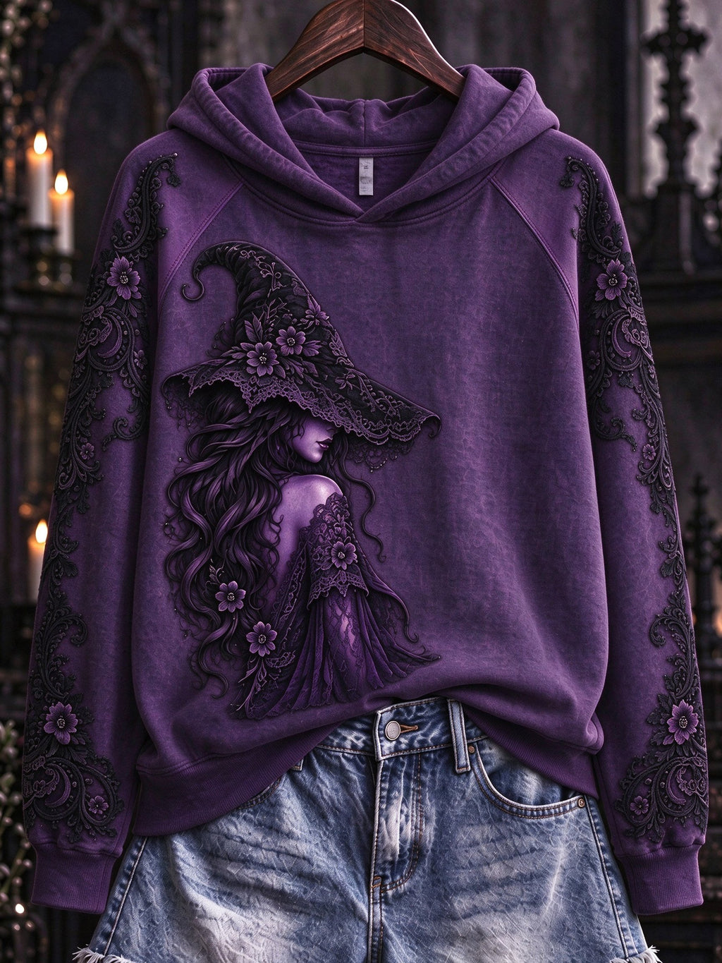 Women's Witch-Print Casual Sweatshirt