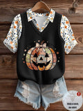 Women's Halloween Pumpkin Print Vest