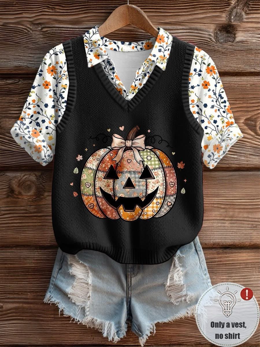 Women's Halloween Pumpkin Print Vest