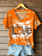 Women's Autumn Gold Pumpkin Print T-Shirt