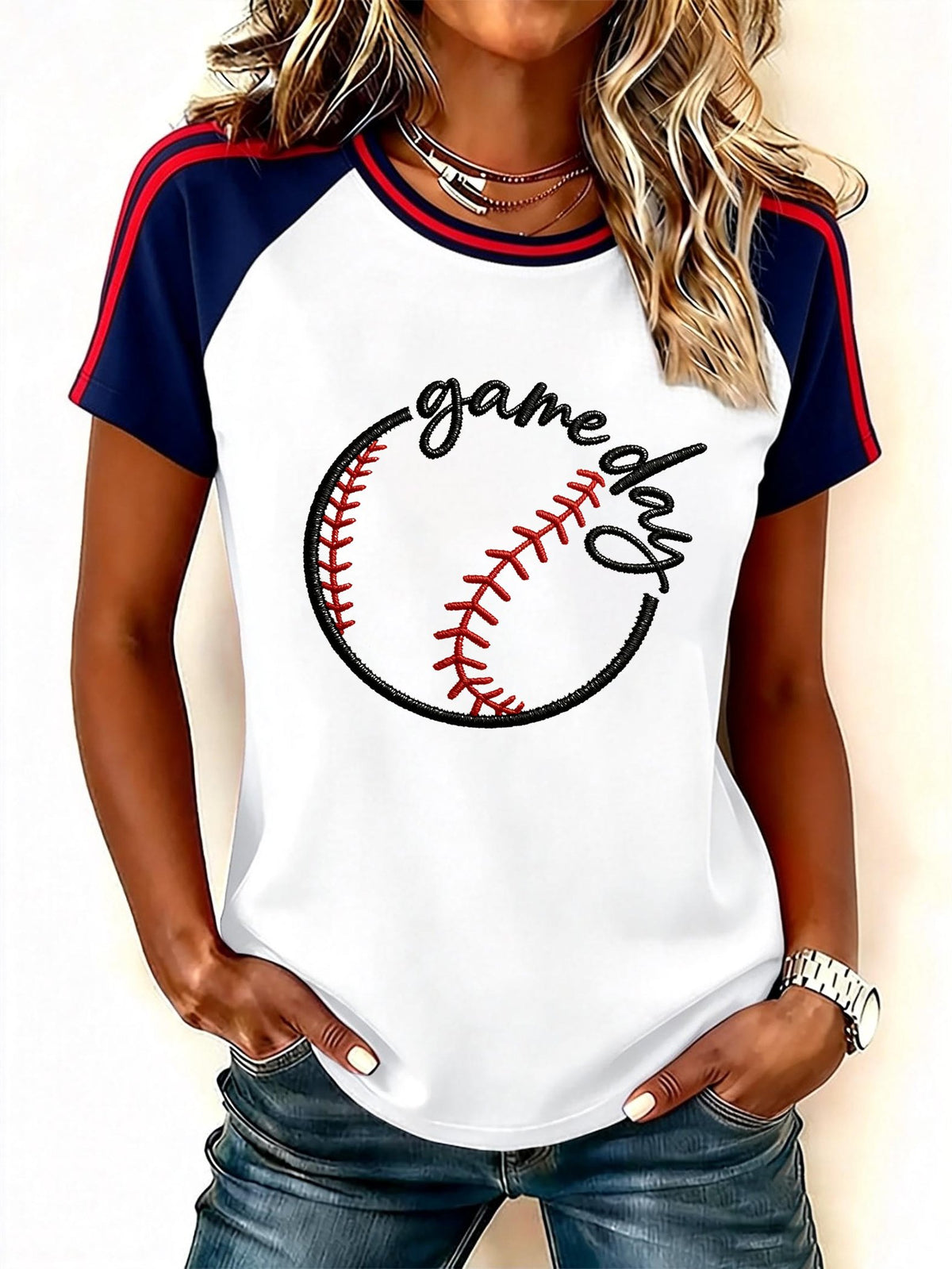 Women's Retro Baseball   Print Top