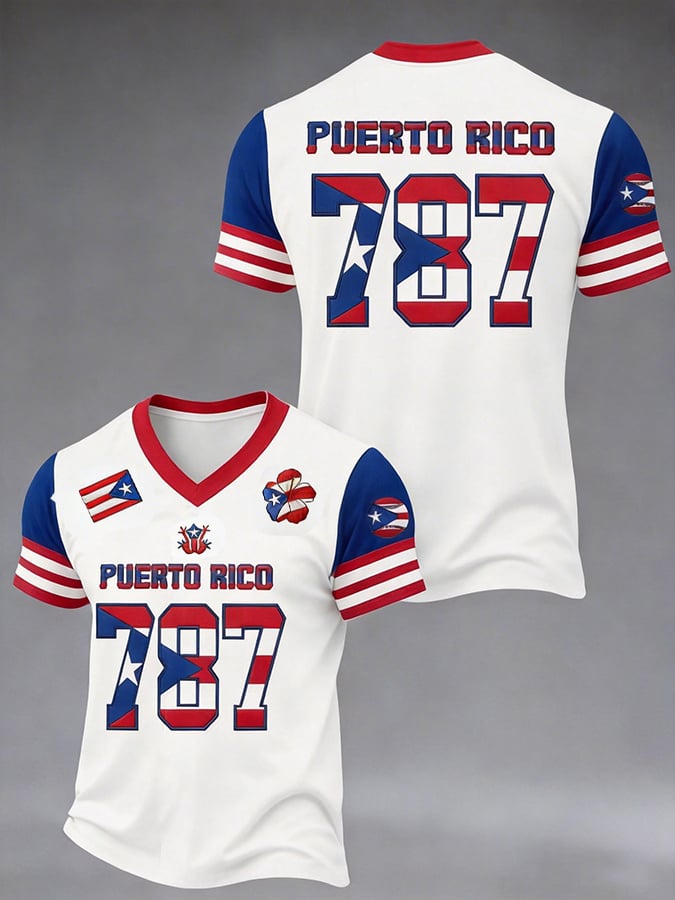 Men's Puerto Rico Baseball Print Short-Sleeve T-Shirt