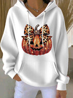 Women's Casual Autumn Pumpkin Texture Hoodie