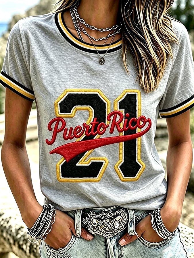 Women's Casual Puerto Rico Print Top