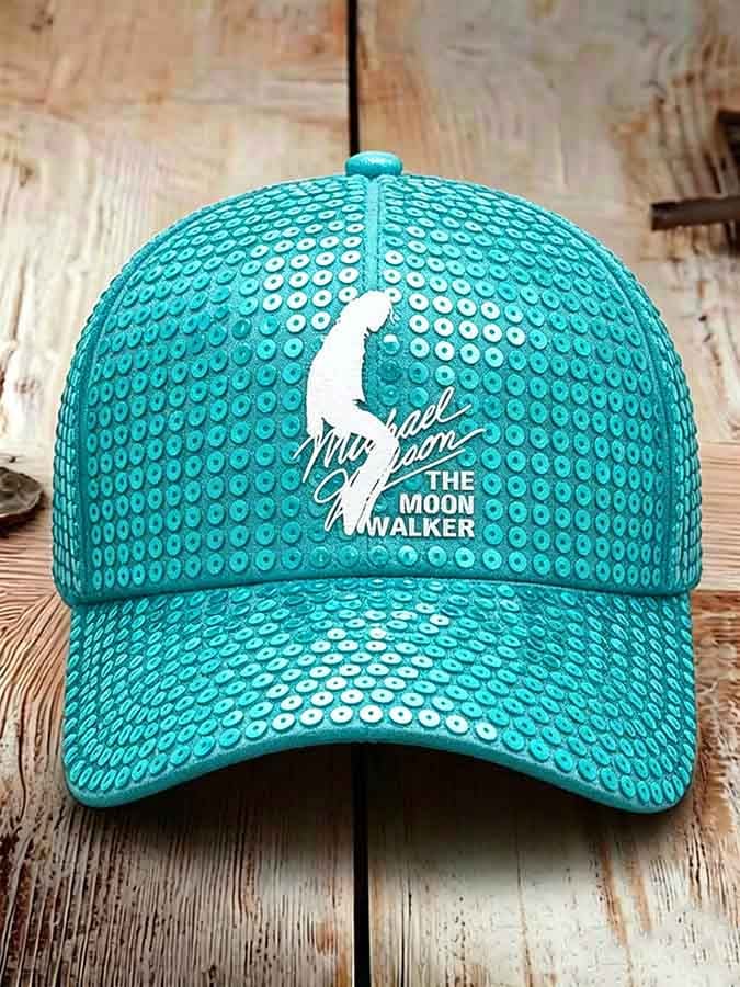 Unisex Retro Commemorative Baseball Cap: "King of Pop" Faux-Sequin Print Edition