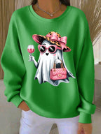 Women'S Cute Ghost Print Casual Sweatshirt