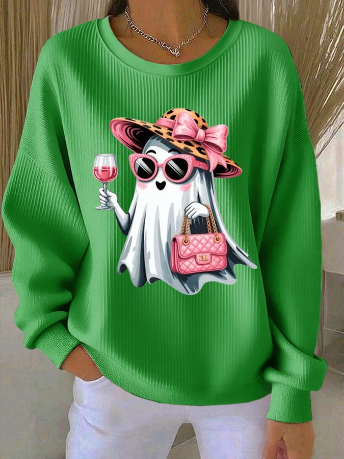 Women'S Cute Ghost Print Casual Sweatshirt