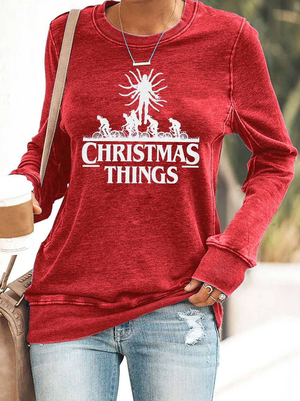 Retro Christmas Things Print Sweatshirt